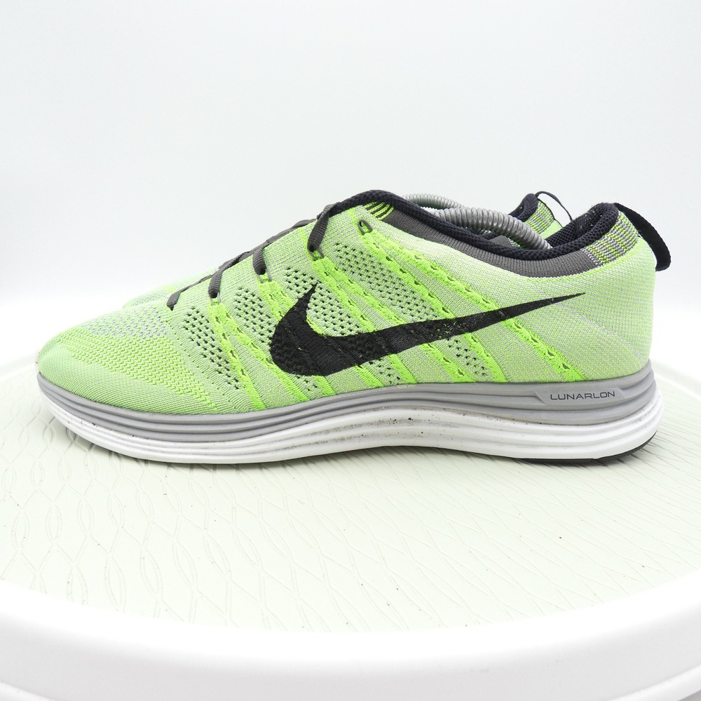 Nike Flyknit Lunar1+ Electric Green Black Running Shoes 554887-300 Mens 11.5